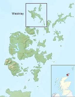 Orkney Islands with Westray outlined