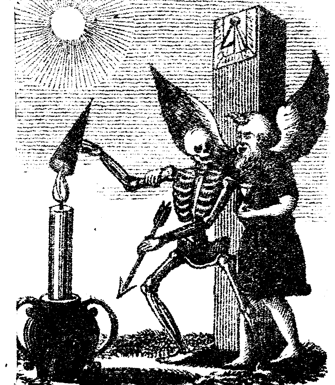 Woodcut by Quarles showing death